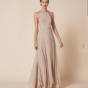 Jenny Yoo Soft Blush Long Chiffon Bridesmaid Dress With Slit Size 00